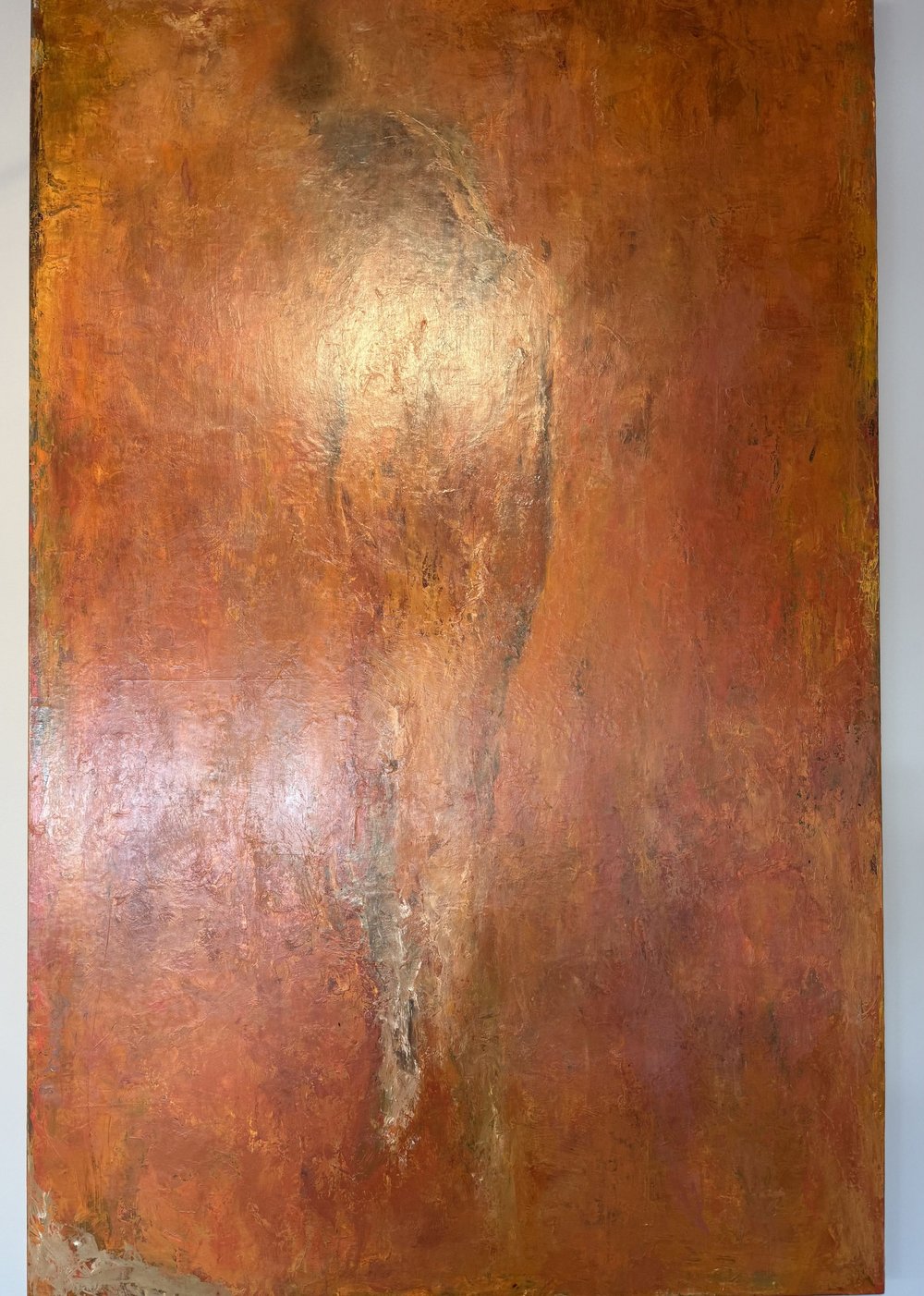 Abstract copper-toned figurative painting by Roy Borrone