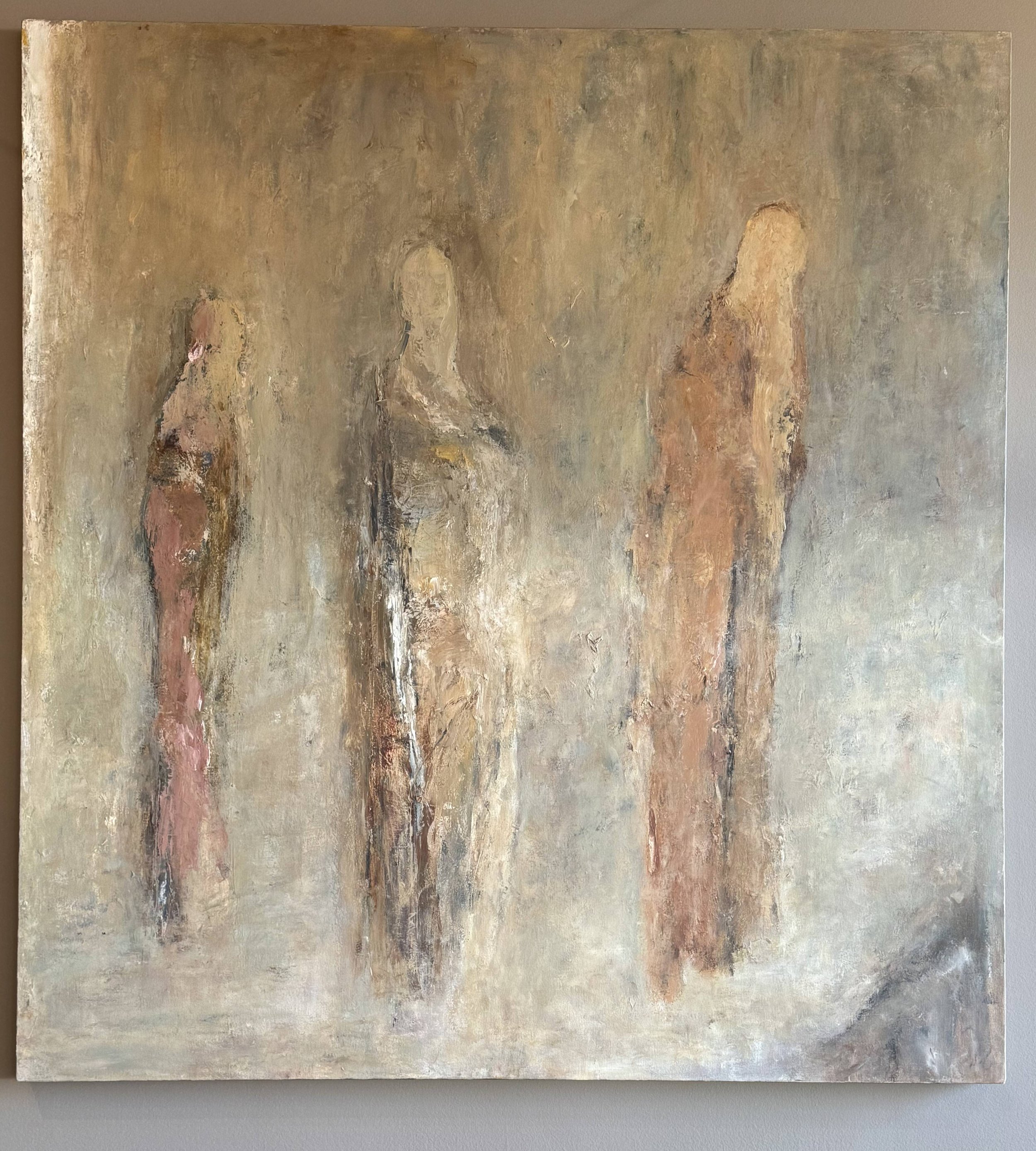 Abstract painting of three standing figures by Roy Borrone