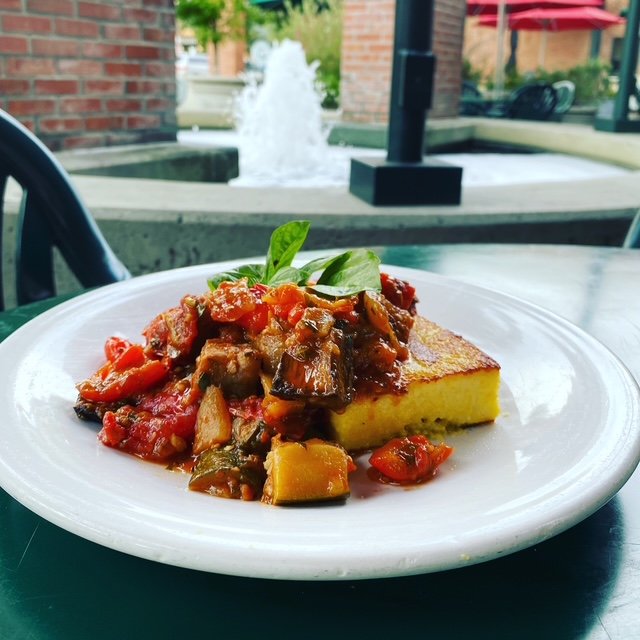 Grilled polenta with ratatouille