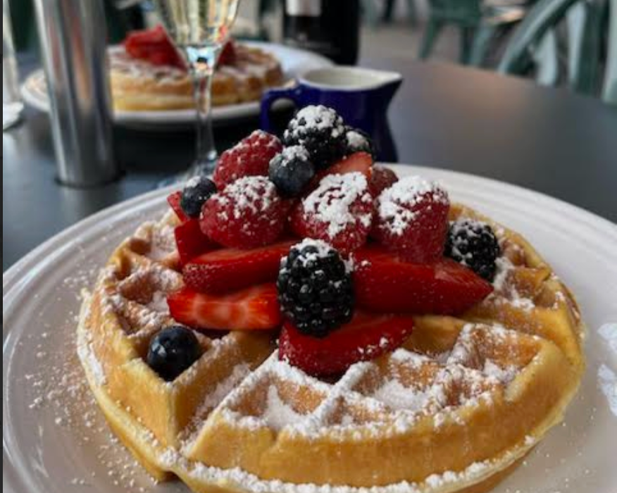 Belgian waffle with fresh berries
